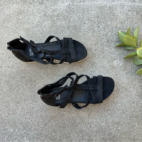 Eileen Fisher Sola Tumbled Nubuck Leather Sandal 6.5 - Picture 4 of 10